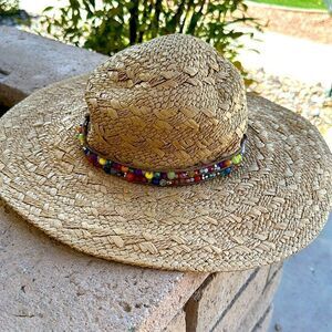 Cappella strawworld hat w boho beads